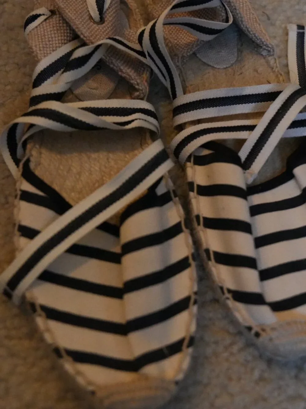 Soludos Navy White Striped Lace Up Gladiator Espadrilles Size 8